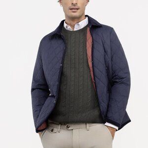 El Ganso Quilted Padded Husky Jacket Snap Button Navy Blue Corduroy Size Large